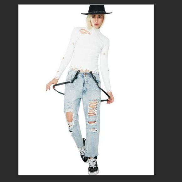 One Teaspoon Hooligans Boyfriend Distressed Jeans w29/Light Blue in 100% cotton - Picture 3 of 3